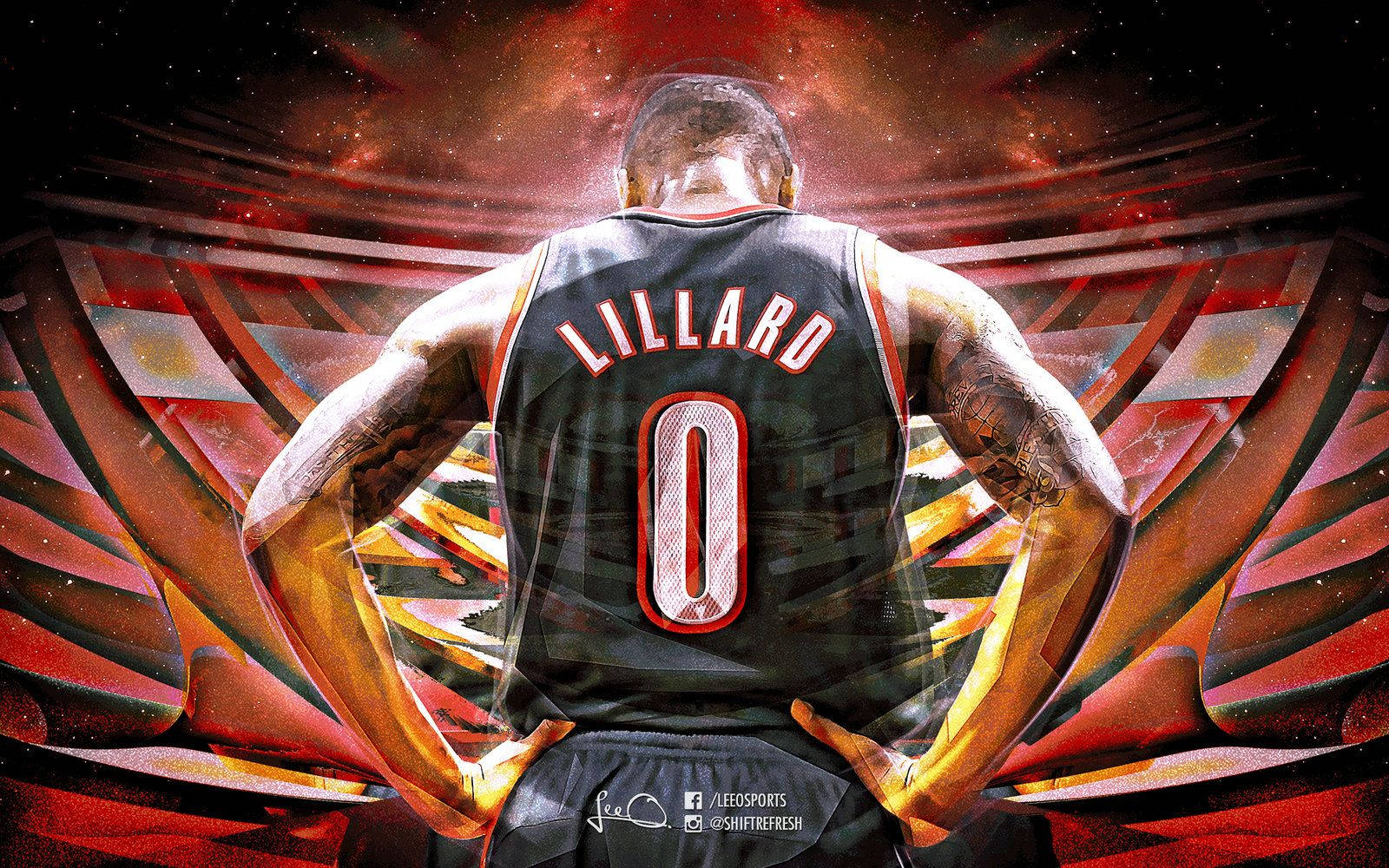 An Artistic Portrayal Of Portland Trail Blazers Superstar Damian Lillard Wallpaper