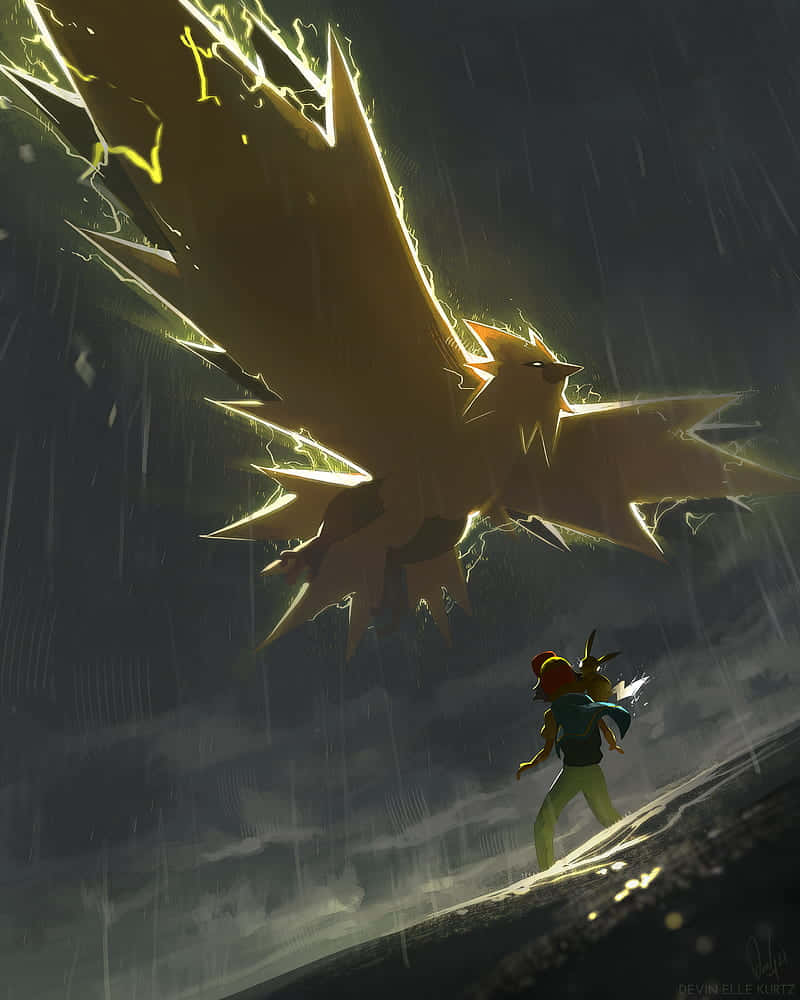 An Electrifying Encounter With Zapdos Wallpaper