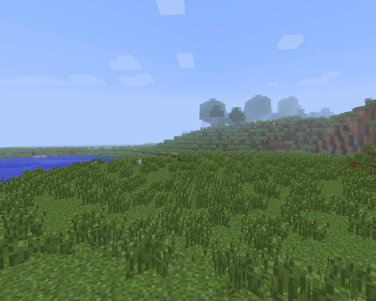 An Emerald-green Sky With Golden Rays Of Sunlight And Minecraft Grass. Wallpaper