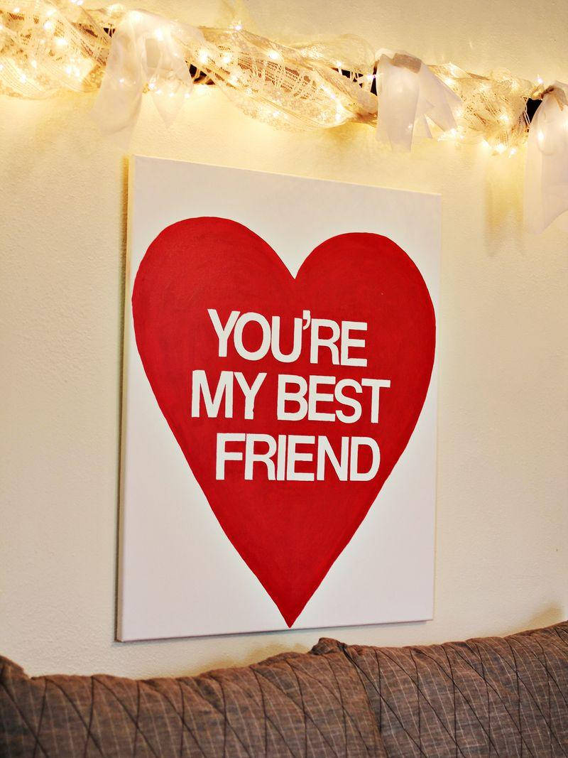 An Endearing Shot Of A Colorful Bff Wall Decoration On A Wooden Background. Wallpaper