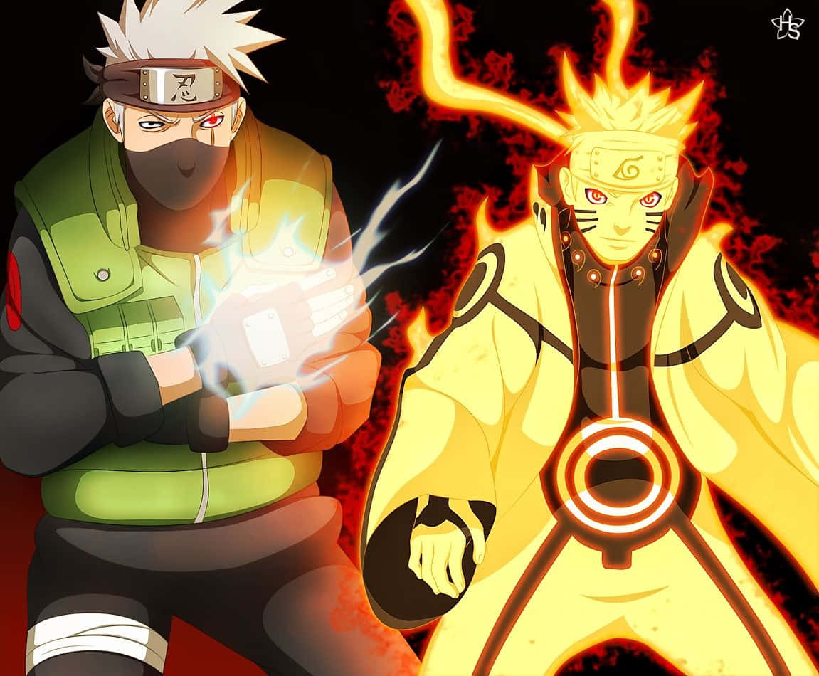 An Epic Moment Between Kakashi And Naruto Wallpaper