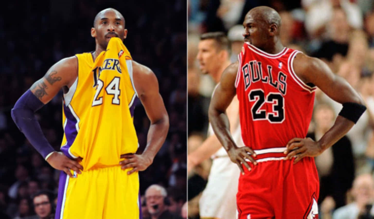 An Iconic Moment - Michael Jordan And Kobe Bryant Wallpaper