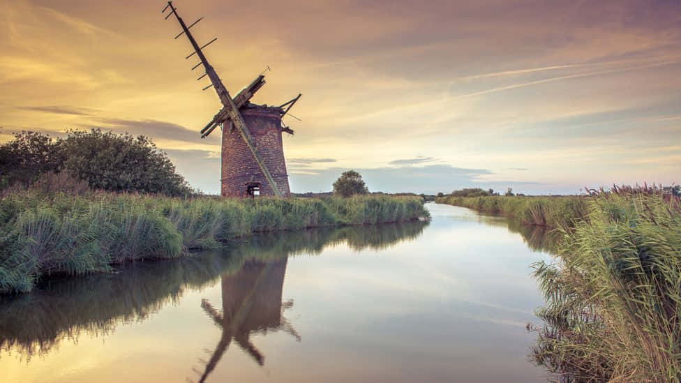 An Old Mill Beside River Ant, The Norfolk Broads Wallpaper