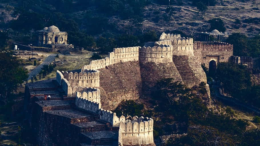 Ancient_ Fortress_ Amidst_ Hills Wallpaper