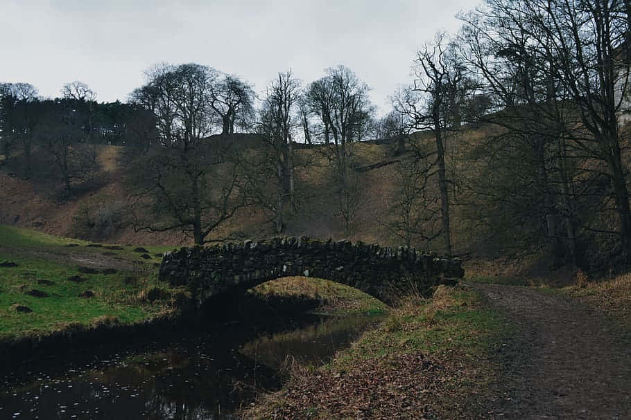 Ancient Stone Bridge Over Creek Ripon U K Wallpaper