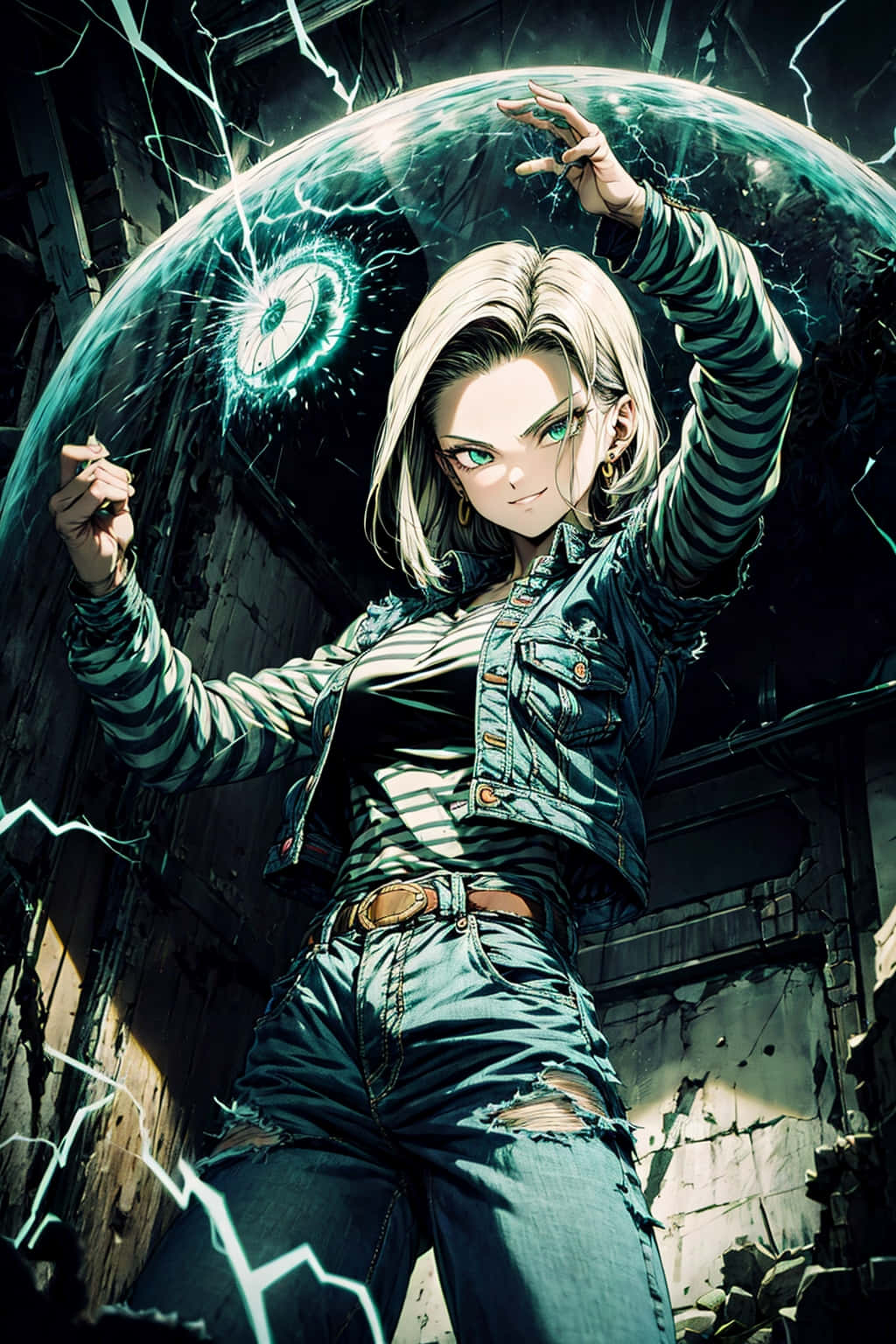 Android18 Power Display Artwork Wallpaper