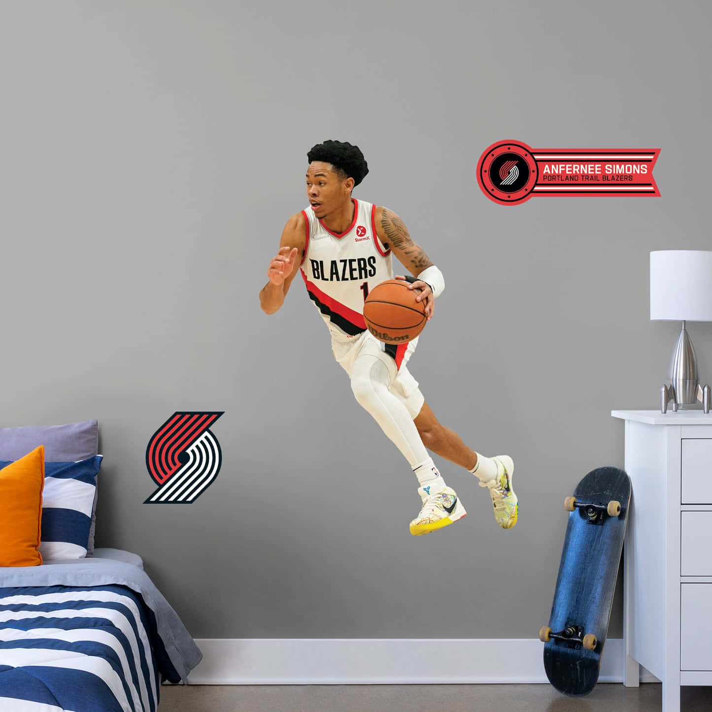 Anfernee Simons And Blazers Logo Wallpaper