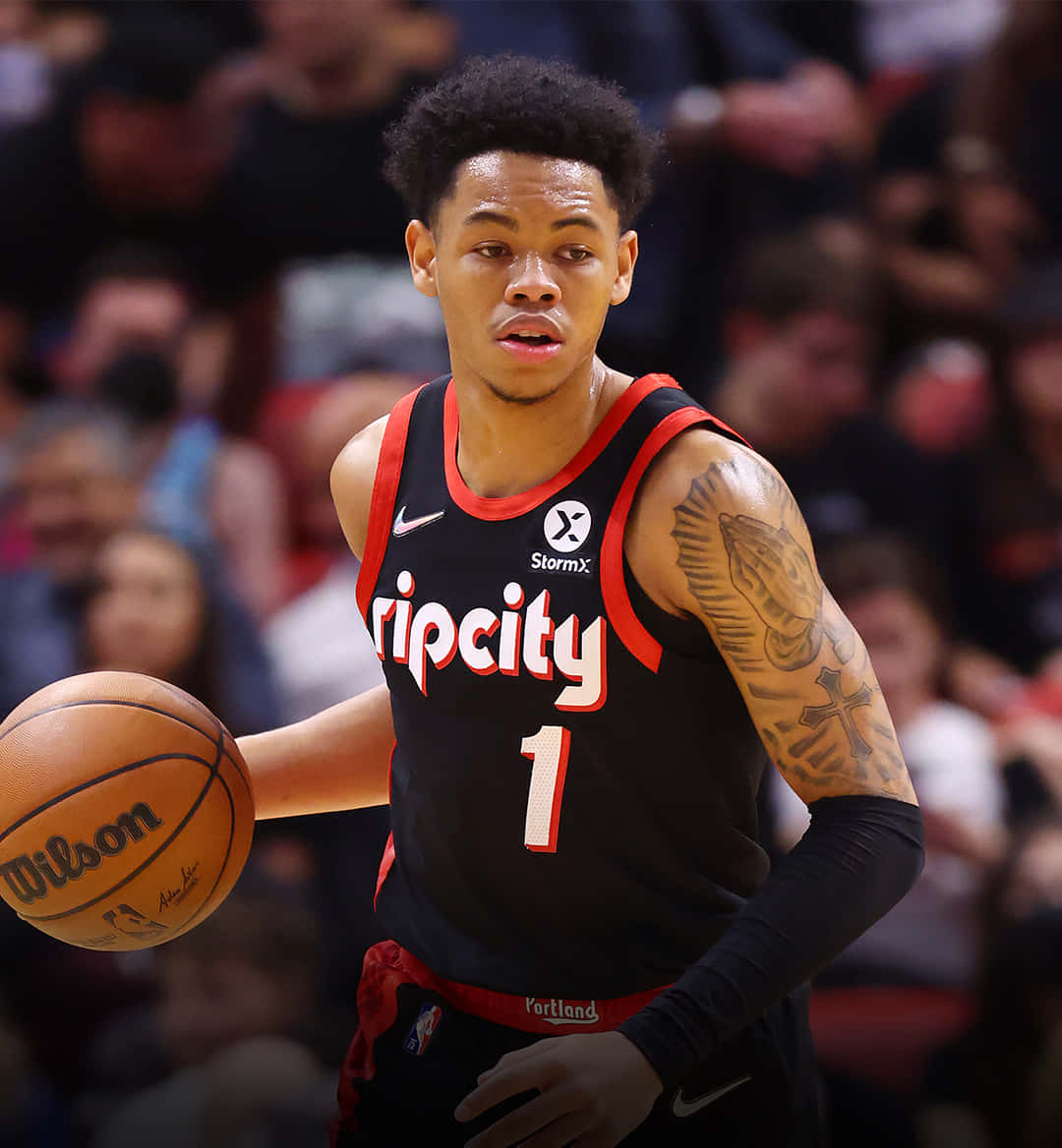 Anfernee Simons In Black Rip City Jersey Wallpaper