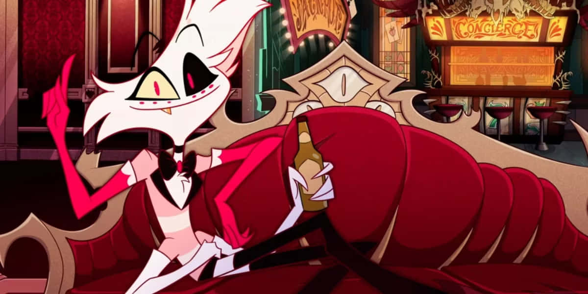 Angel Dust Hazbin Hotel Lobby Scene Wallpaper