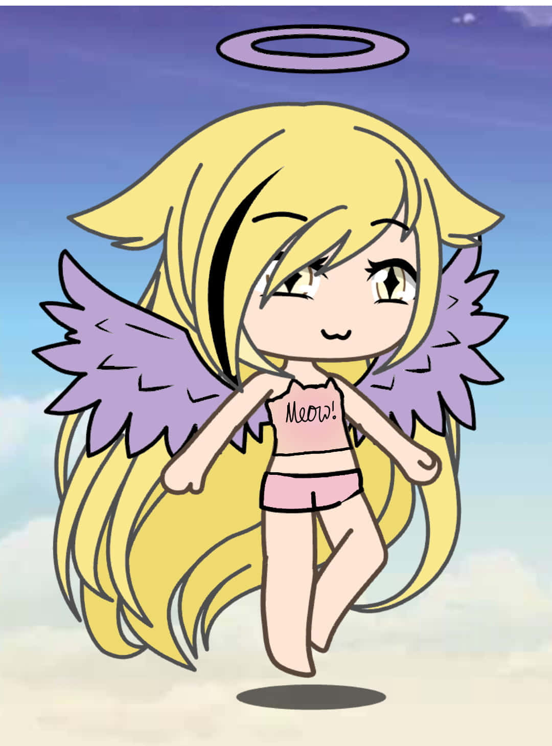 Angel Winged Gacha Life Girl Floating Wallpaper