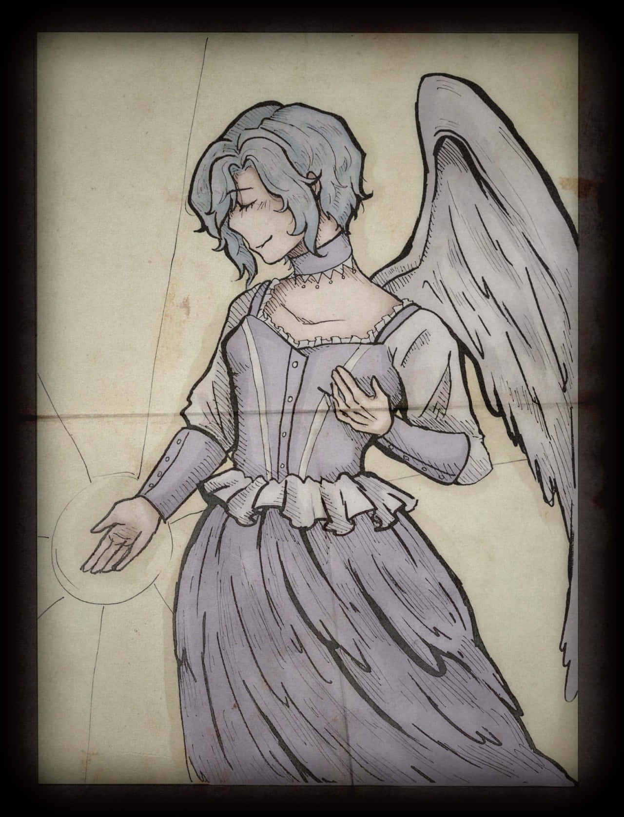 Angelic Figure Vintage Sketch Wallpaper