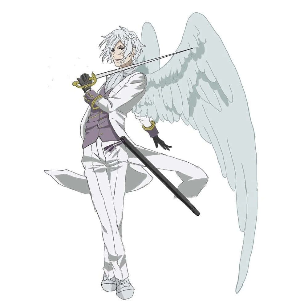 Angelic Figurewith Swordand Wings Wallpaper