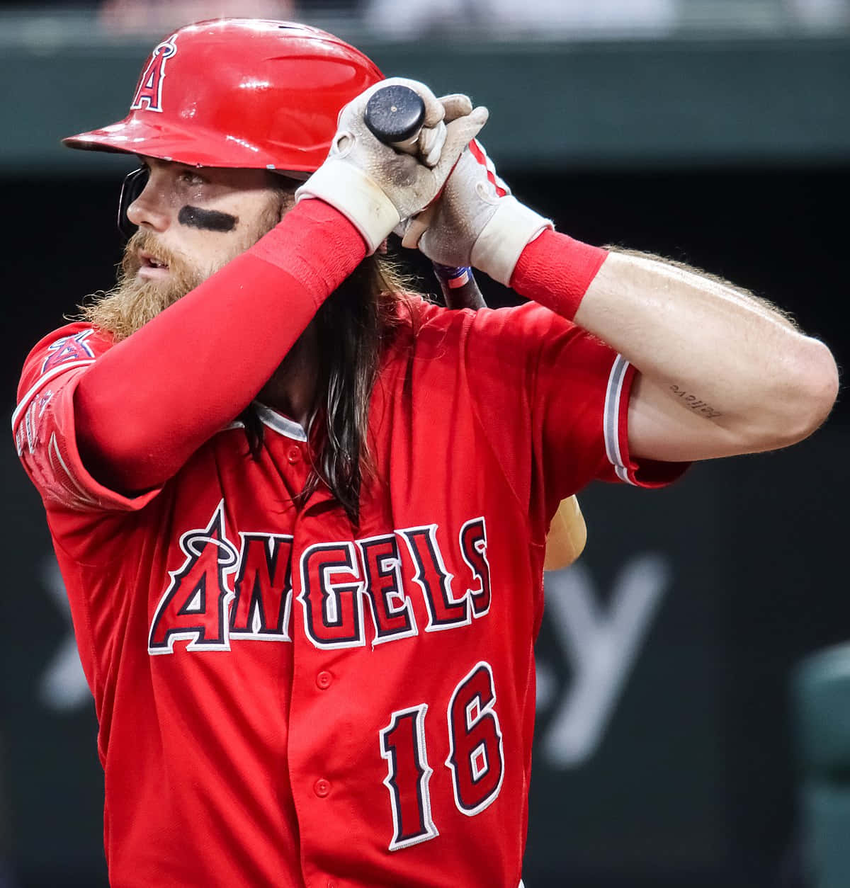 Angels Baseball Player Adjusting Helmet Wallpaper