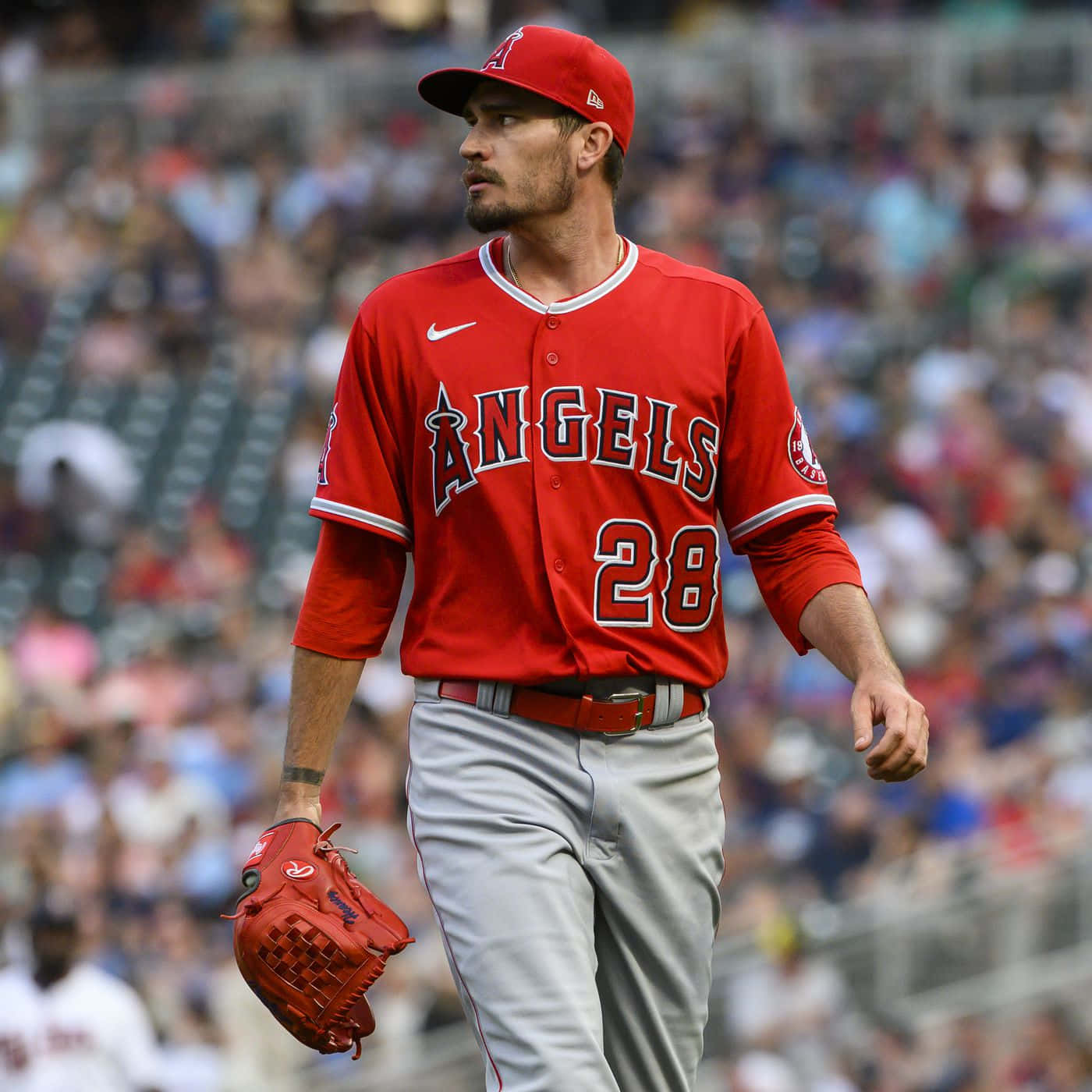 Angels Pitcher Andrew Heaney28 Walkingon Field Wallpaper