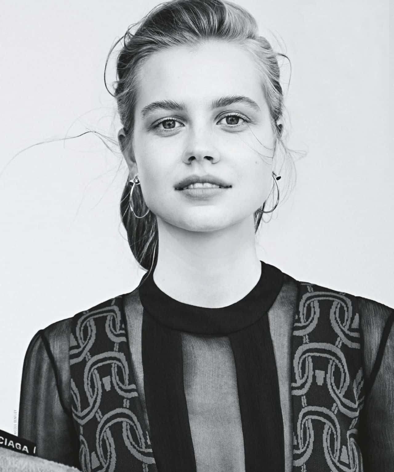 Angourie Rice Blackand White Portrait Wallpaper