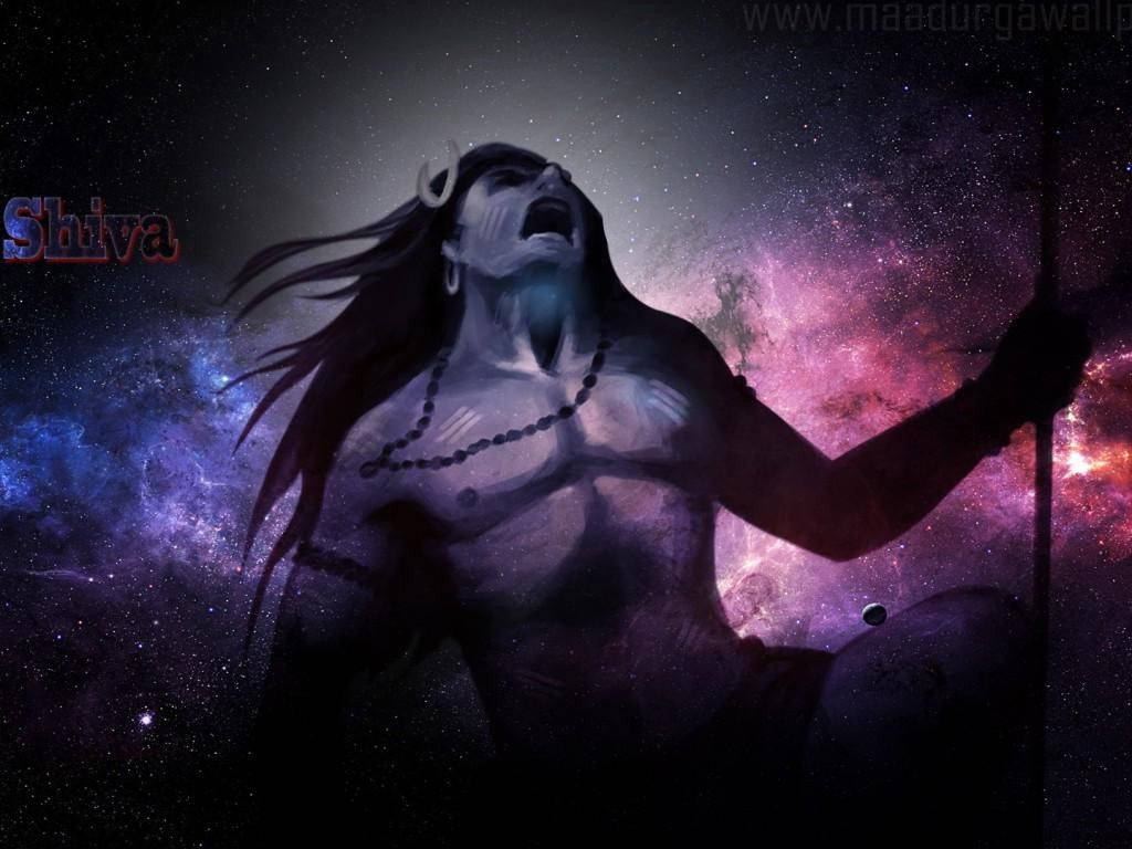 Angry Shiva Blue Pink Galaxy Wallpaper