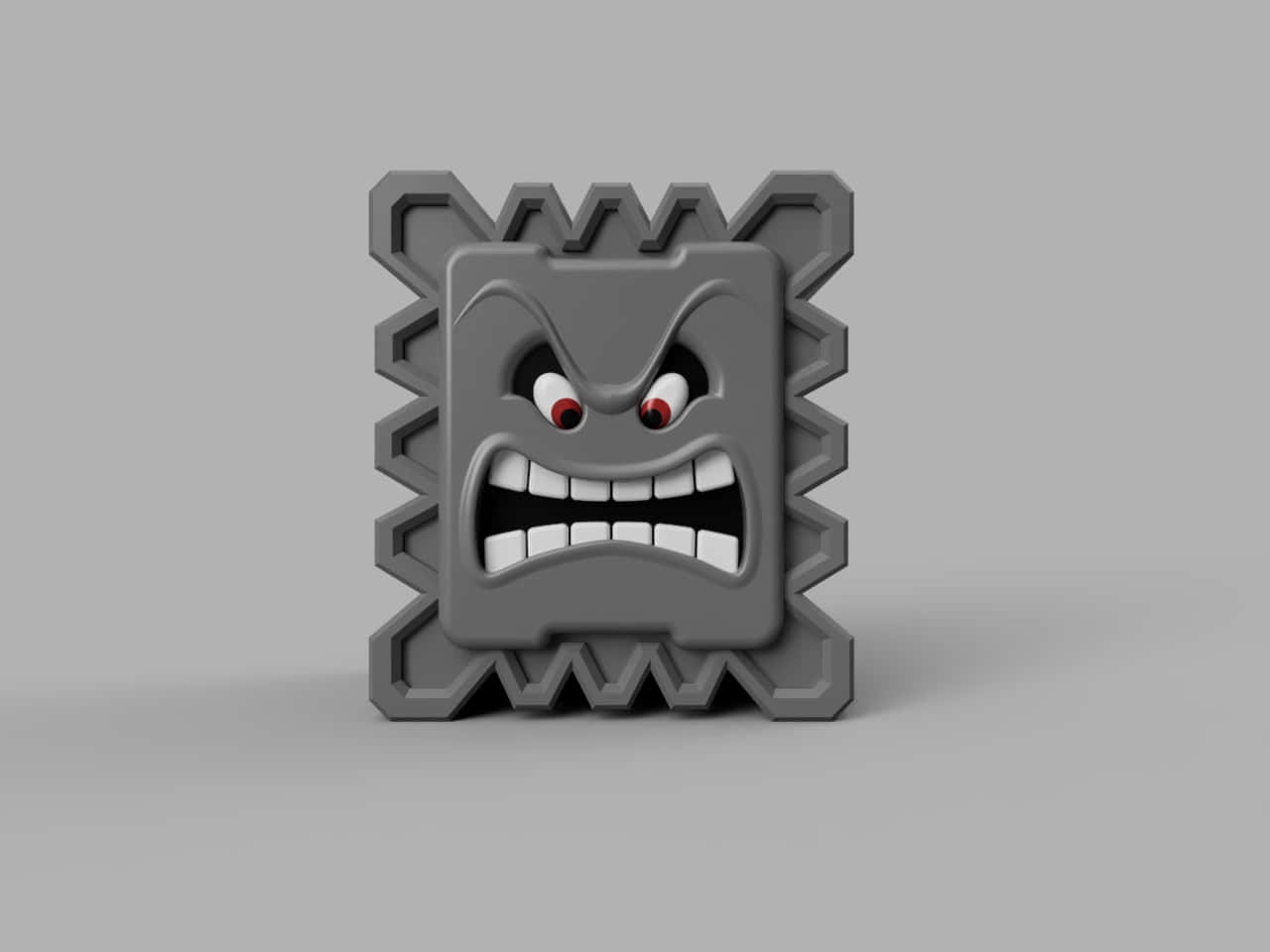 Angry Thwomp3 D Render Wallpaper