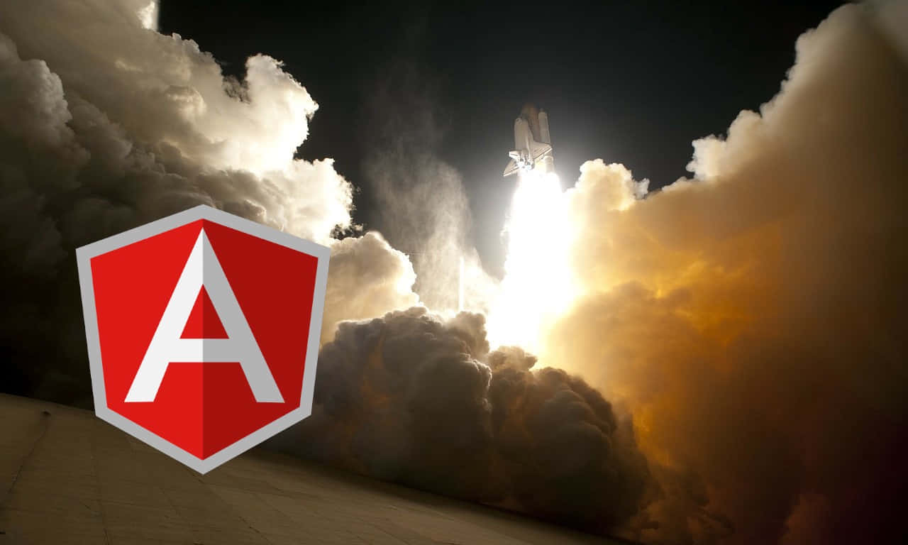 Angular Logo And Rocket Launch Wallpaper