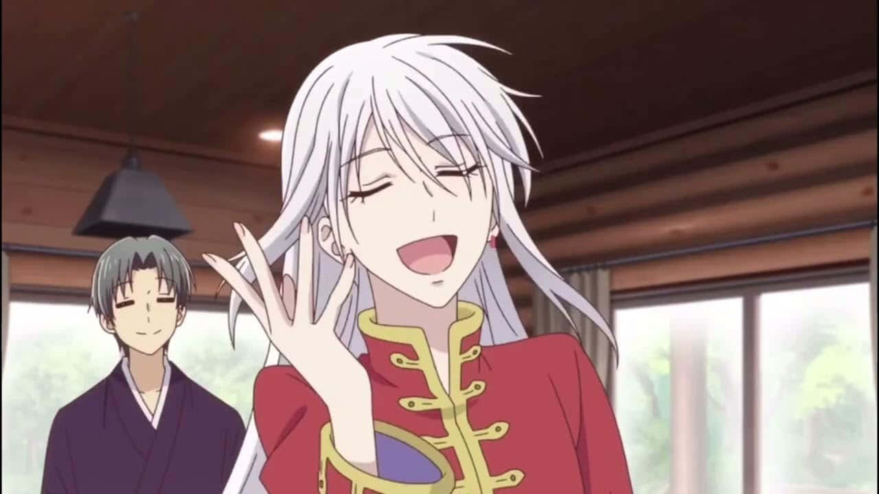 Animated_ Ayame_ Sohma_ Laughing_with_ Hatori_ Background Wallpaper