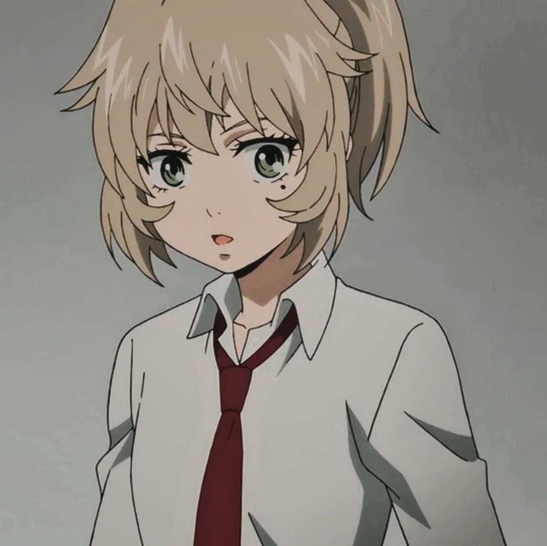 Animated Blonde Character Red Tie Wallpaper