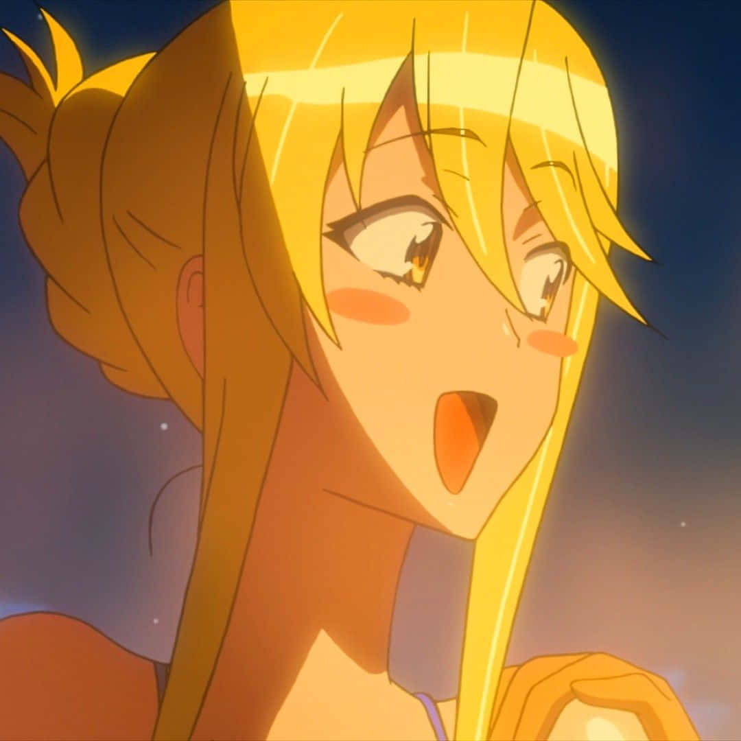 Animated Blonde Character Surprised Expression Wallpaper