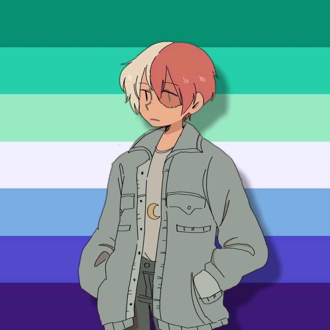 Animated Character Genderqueer Flag Background Wallpaper