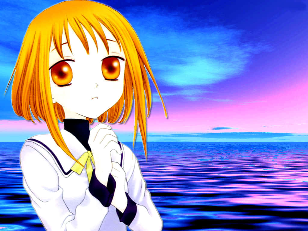 Animated Character Kagura Sunset Seascape Wallpaper