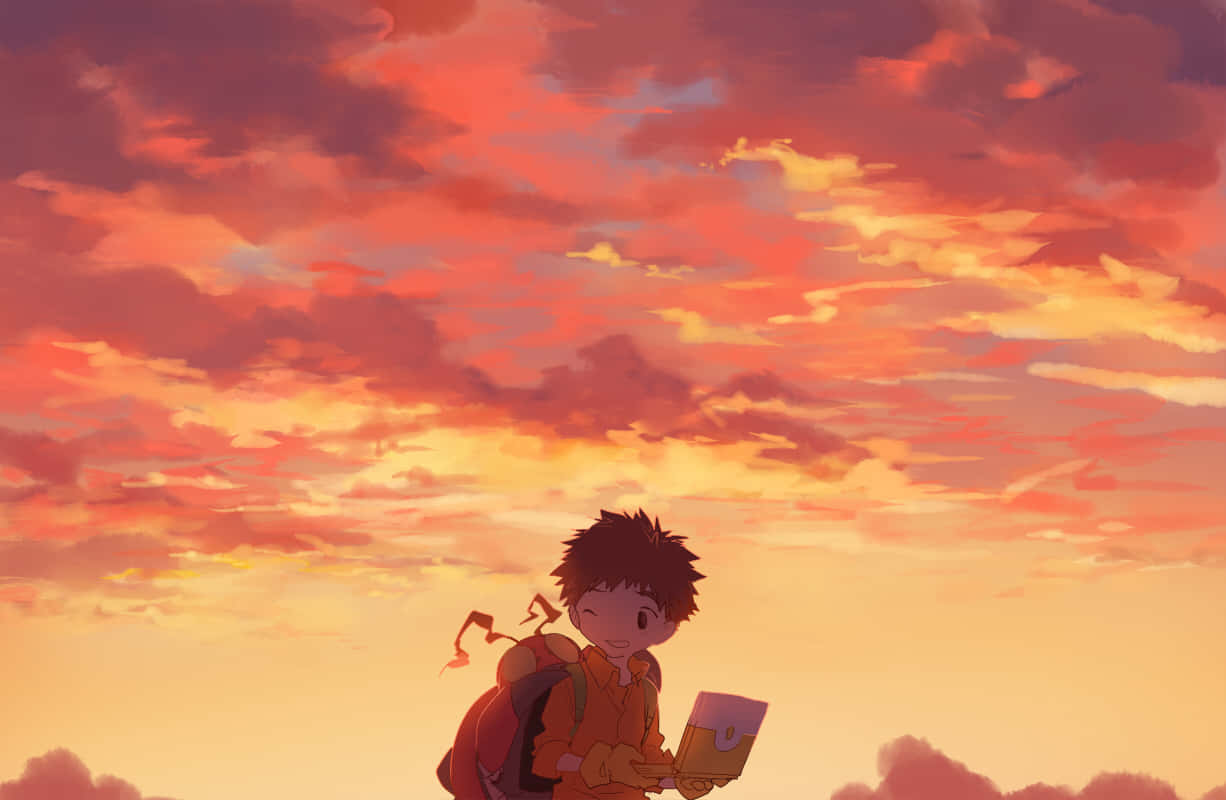 Animated Character Sunset Contemplation Wallpaper