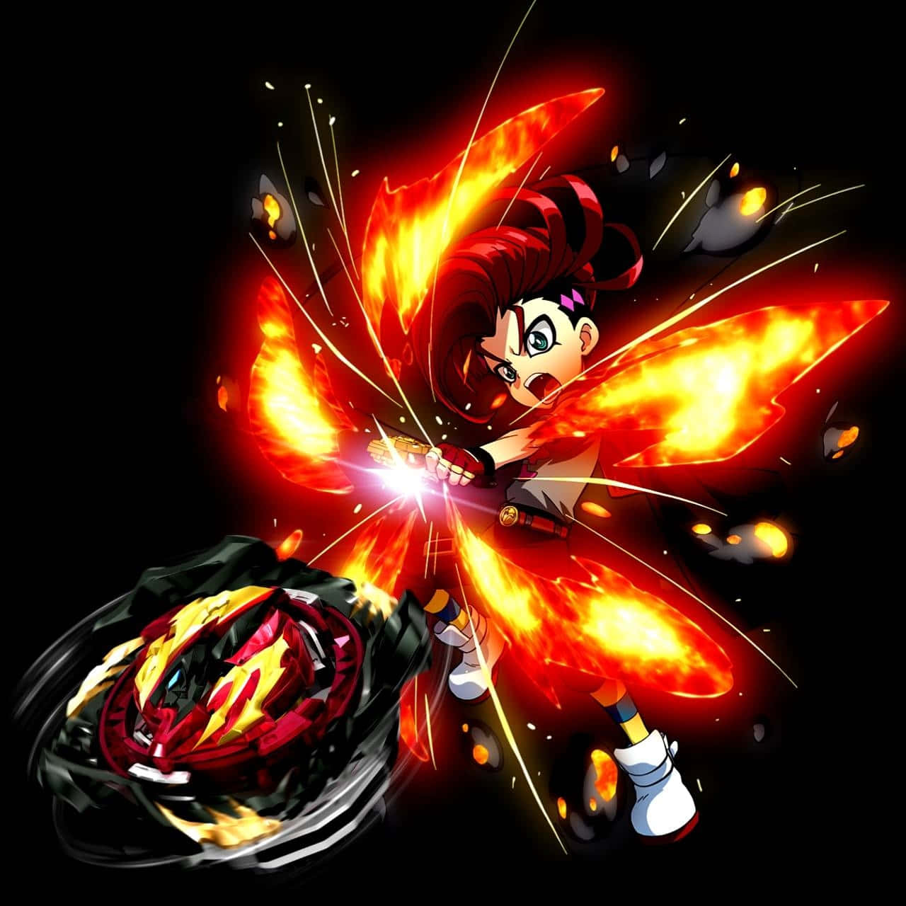 Animated Characterwith Fire Beyblade Wallpaper