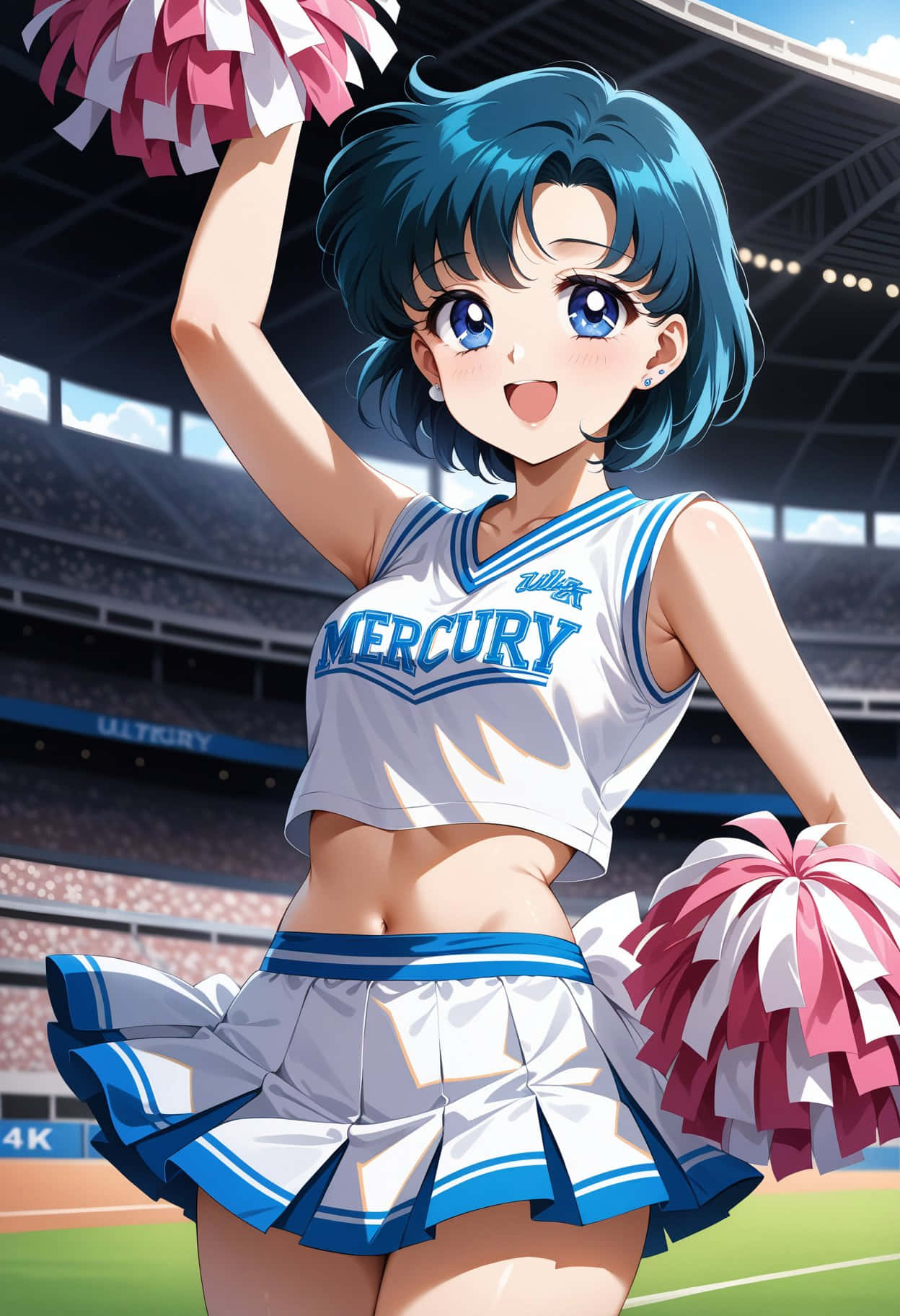 Animated Cheerleader Stadium Backdrop Wallpaper