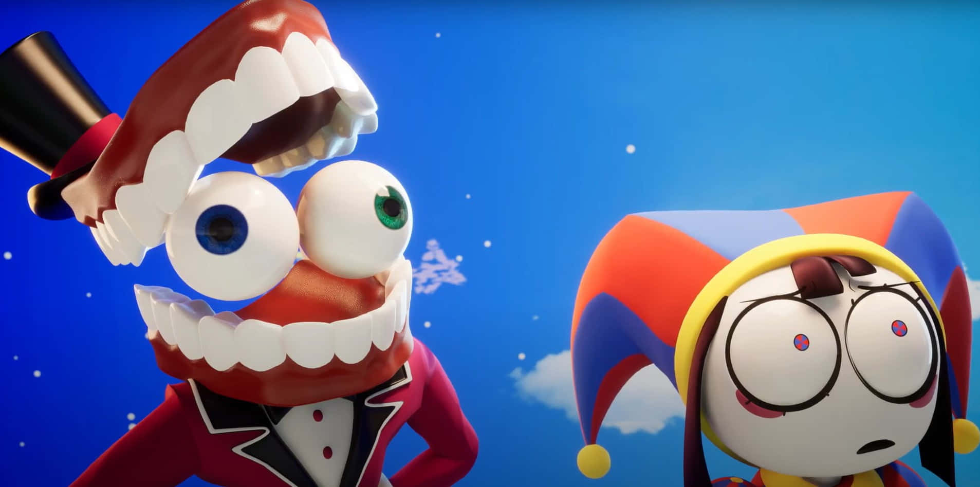 Animated Circus Characters Laughingand Surprised Wallpaper