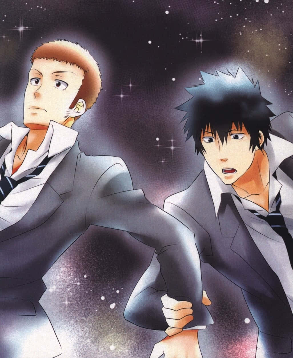 Animated Detective Duo Starry Background Wallpaper