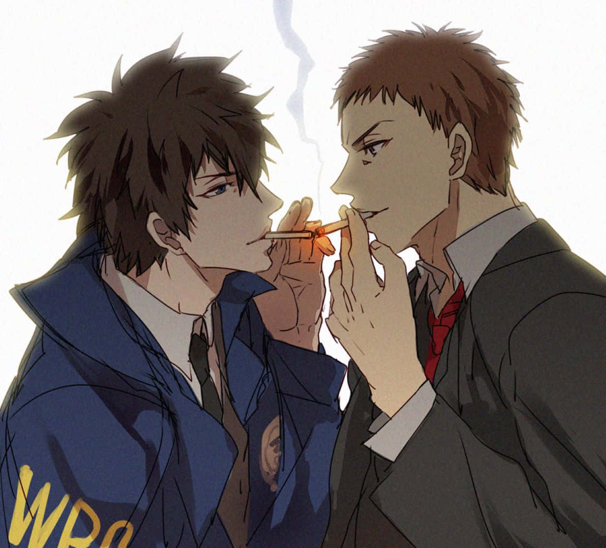 Animated Detectives Sharing Cigarette Wallpaper