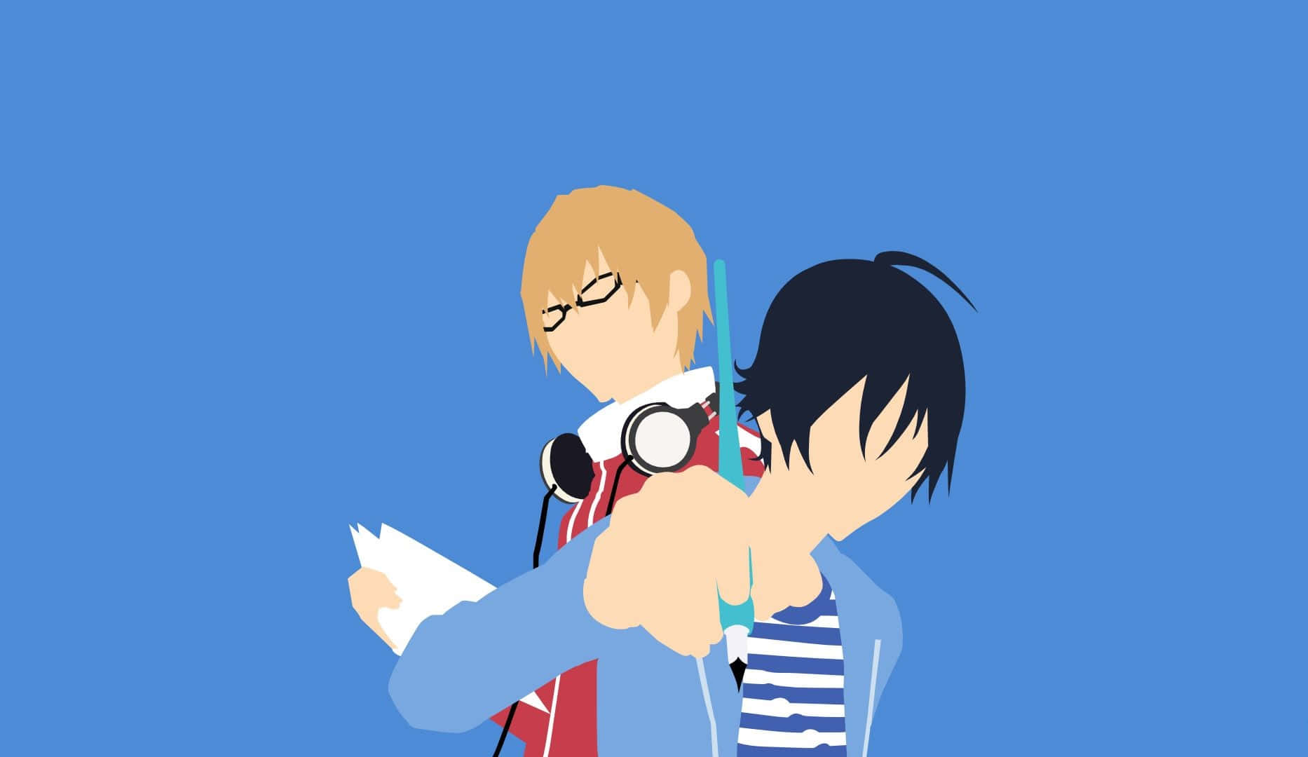 Animated Duo Blue Backdrop Wallpaper