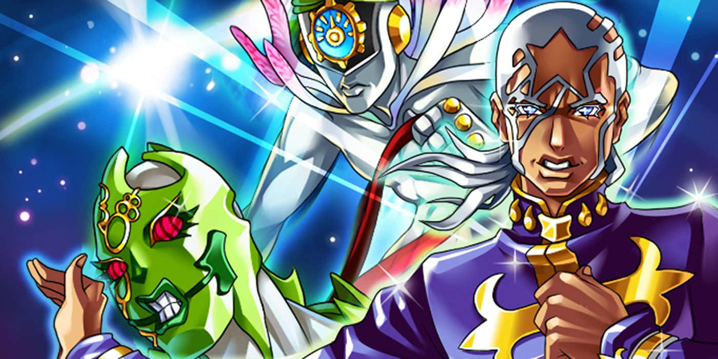 Animated Duo With Stand Power Wallpaper