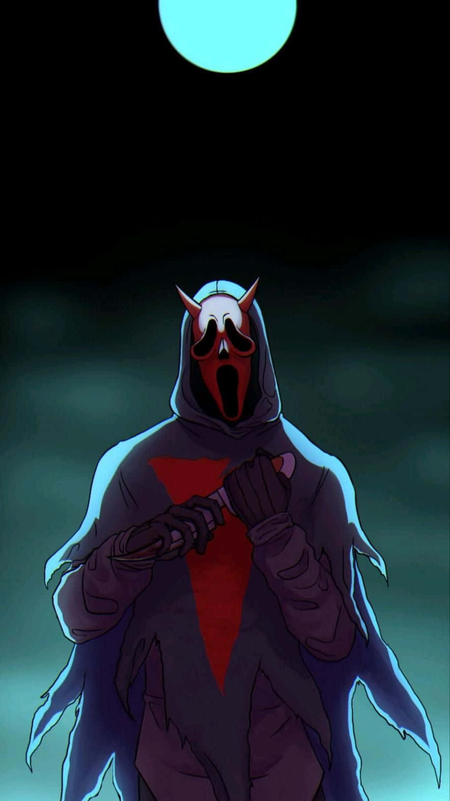 Animated Ghostface Under Moonlight Wallpaper