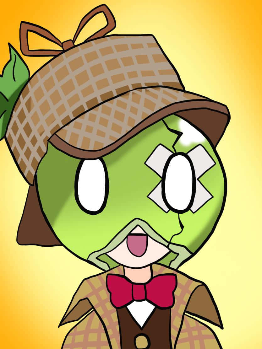 Animated Green Character With Hat Wallpaper