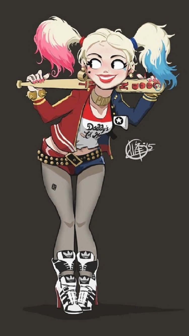 Animated Harley Quinn Pose Wallpaper