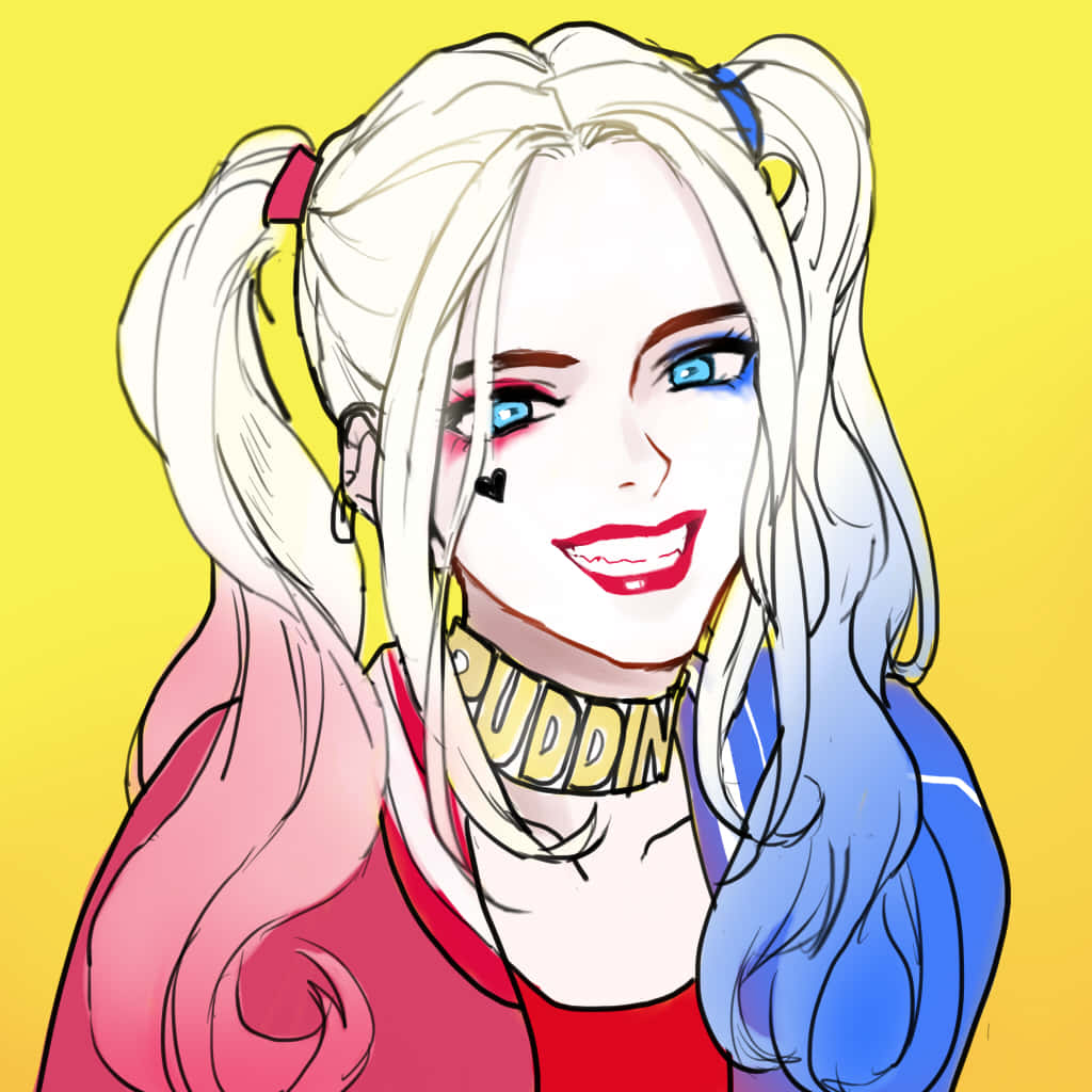 Animated Harley Quinn Smiling Wallpaper