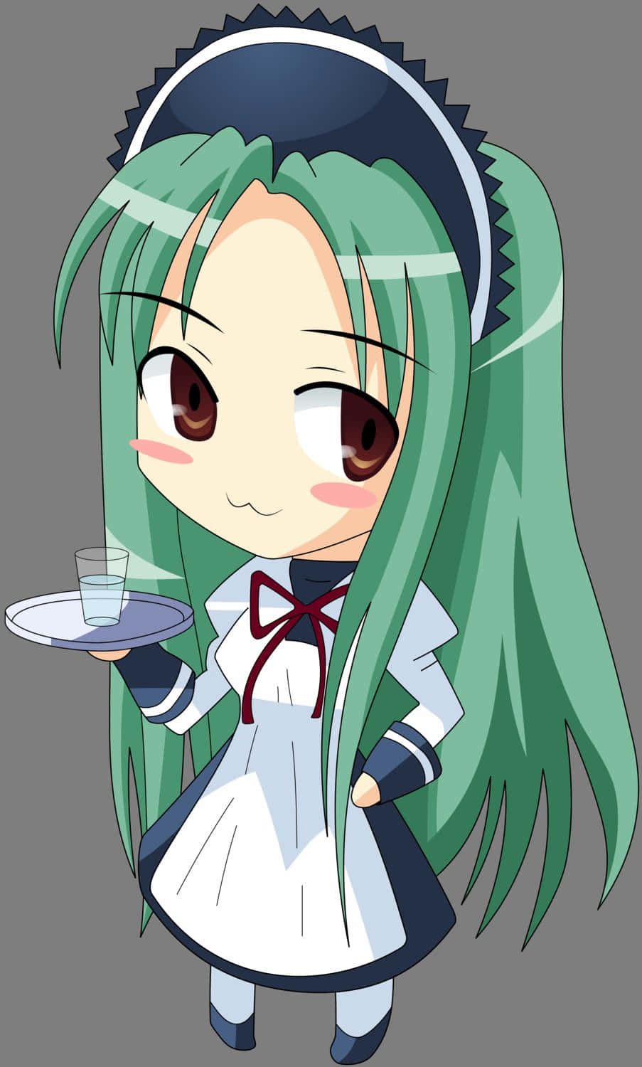 Animated Maidwith Green Hairand Tea Wallpaper