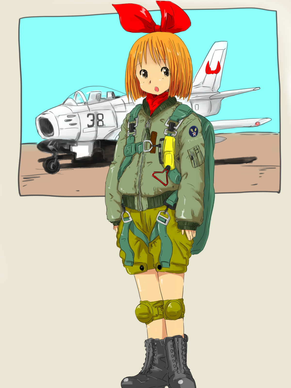 Animated Pilot Girland Fighter Jet Wallpaper