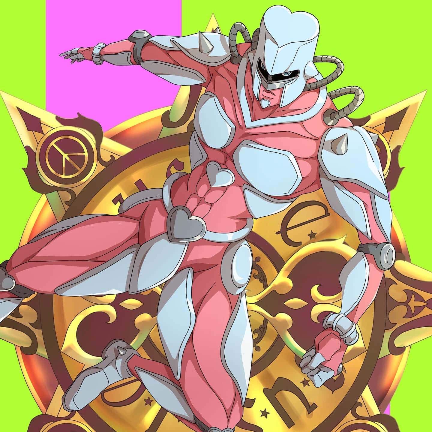 Animated_ Pink_ Armored_ Figure Wallpaper