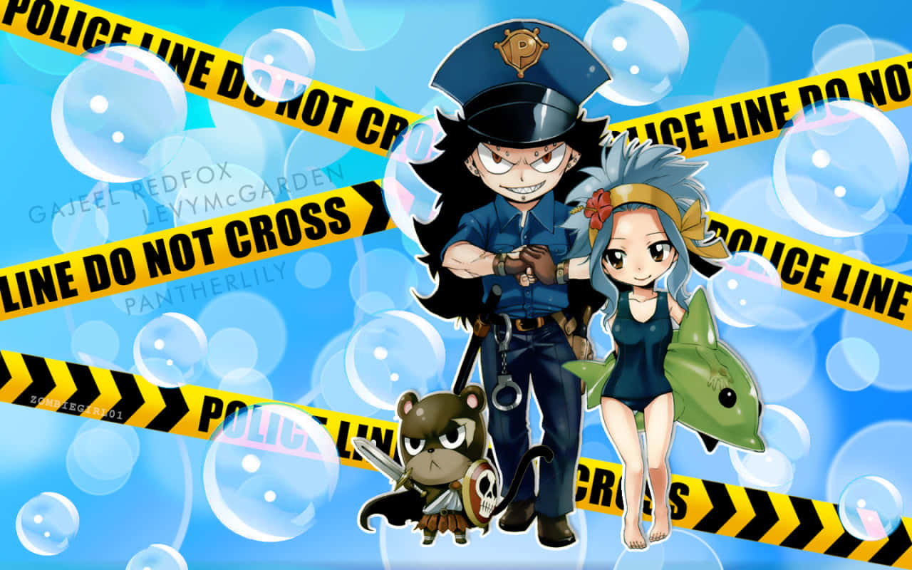 Animated Police Theme With Charactersand Pantherlily Wallpaper