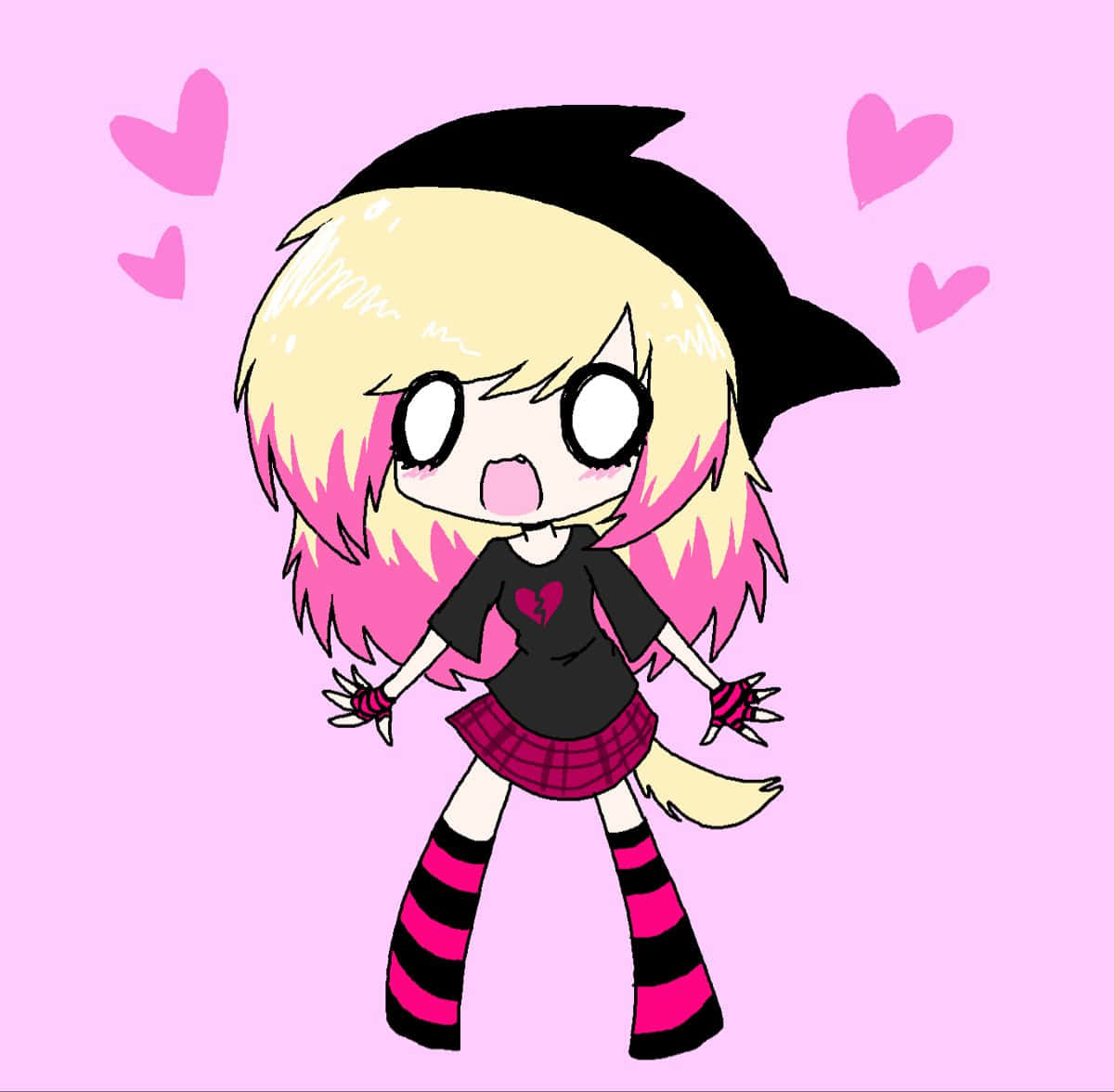 Animated Scene Kid Character Pink Background Wallpaper