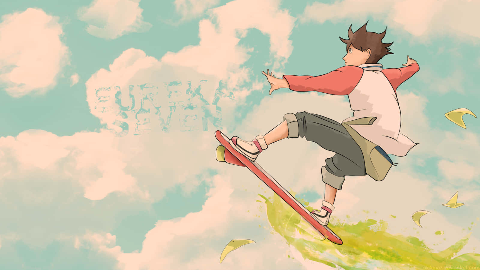 Animated Sky Surfing Adventure Wallpaper