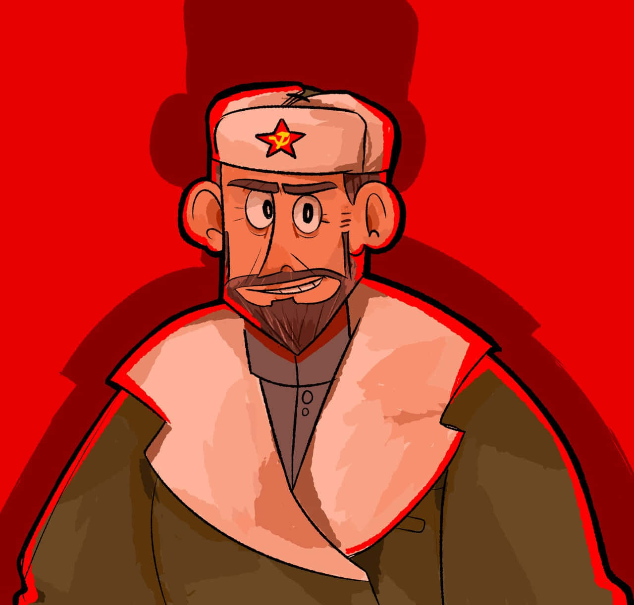 Animated Soviet Officer Cartoon Wallpaper