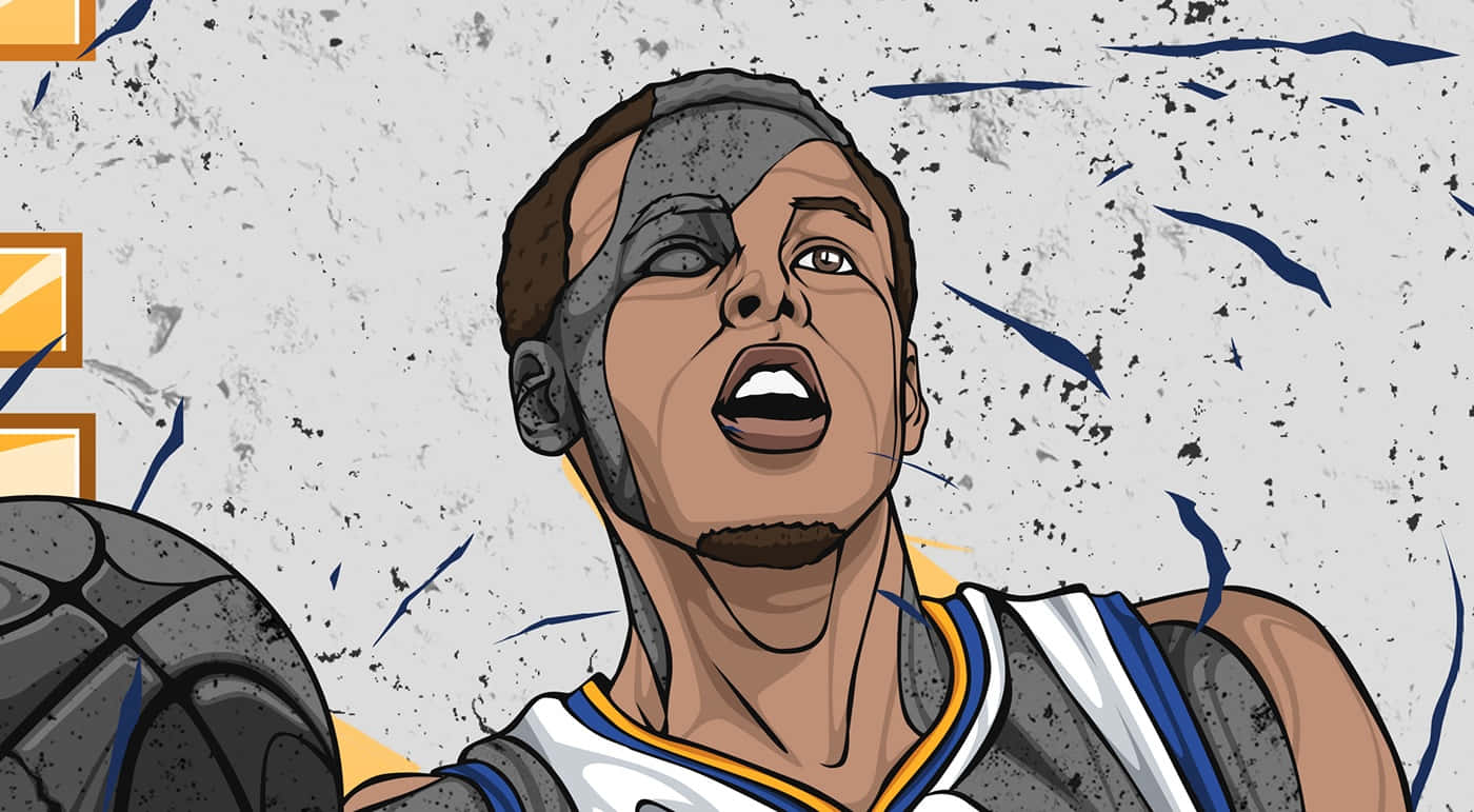 Animated Stephen Curry Basketball Artwork Wallpaper