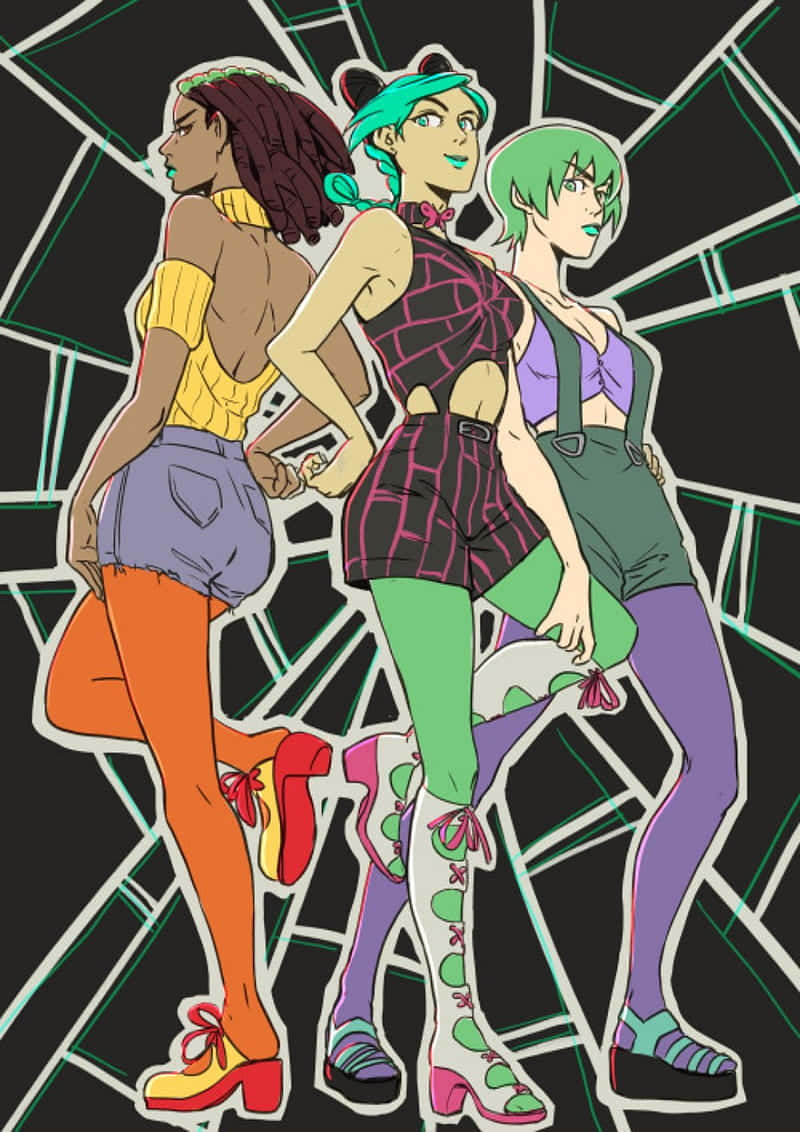 Animated_ Trio_ Stylish_ Pose Wallpaper