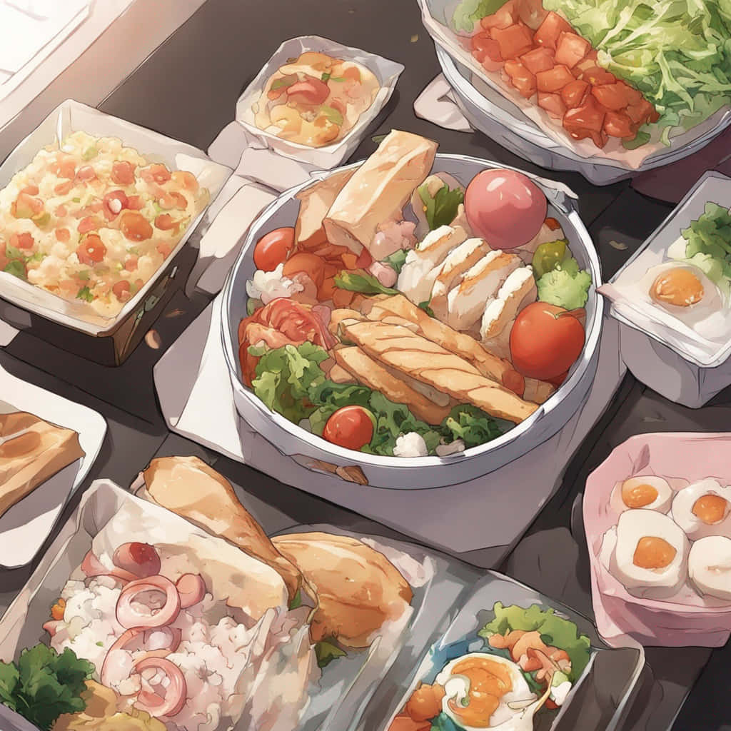 Anime Bento Feast Wallpaper