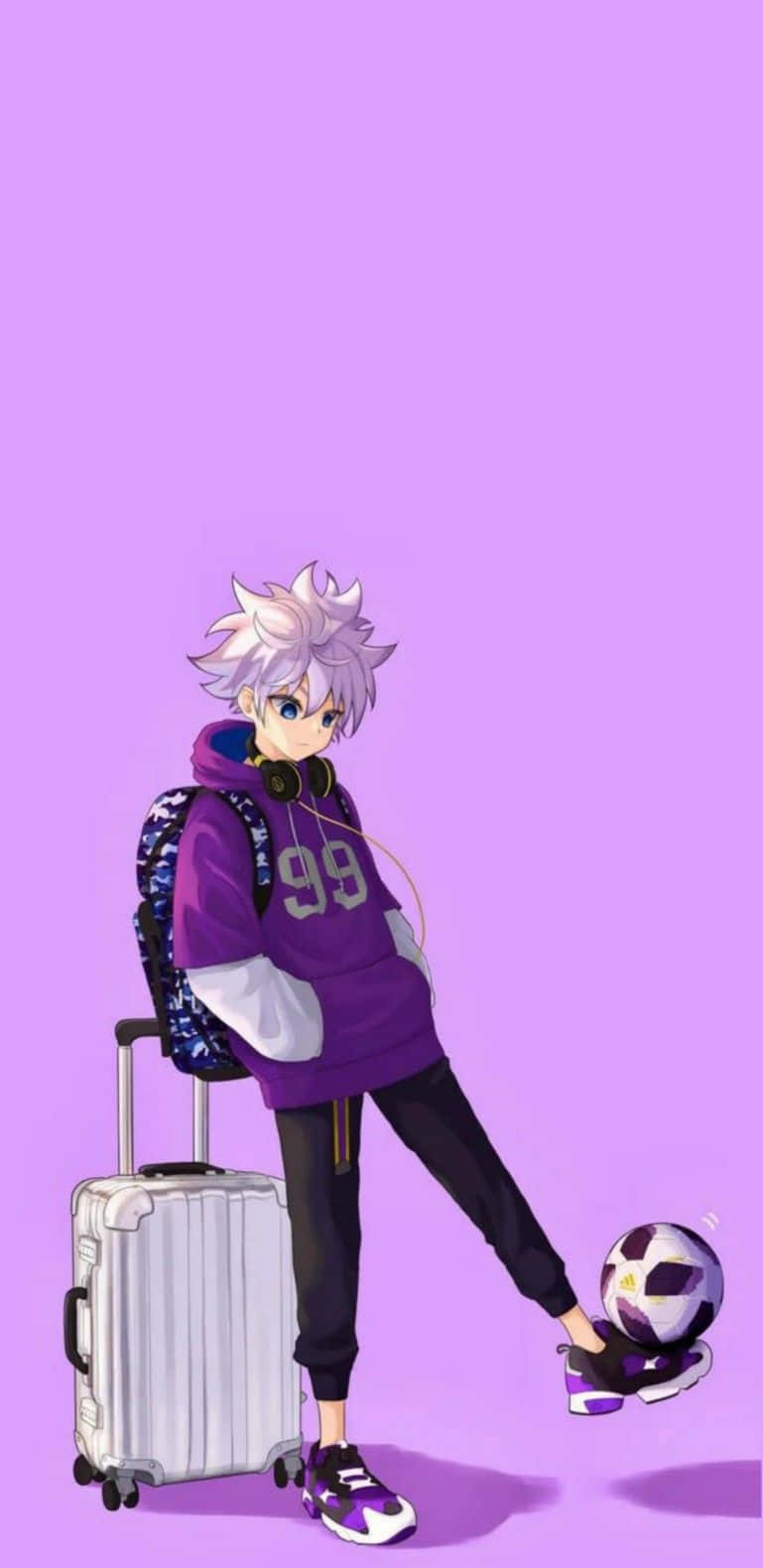 Anime Character With Purple Suitcase Wallpaper